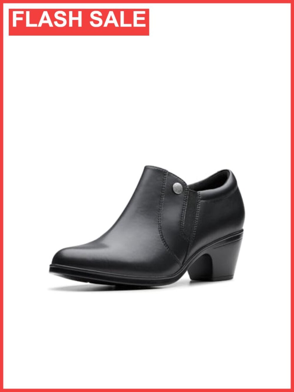 Women's Leather Ankle Booties Block Heel Cushioned Pull-On Casual